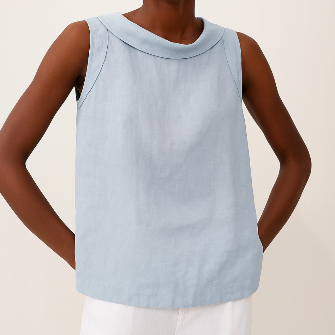 Women's Top | Sleeveless Roll Collar Design