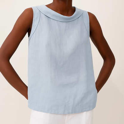 Women's Top | Sleeveless Roll Collar Design