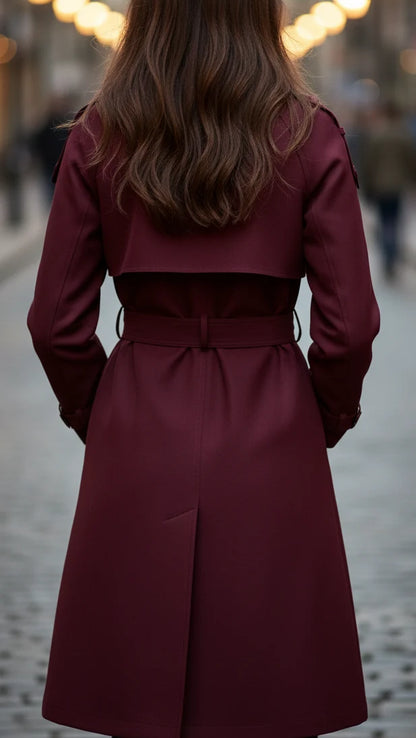 Women's Trench Coat | Bow-Tied Belt, Wide Chest Flap