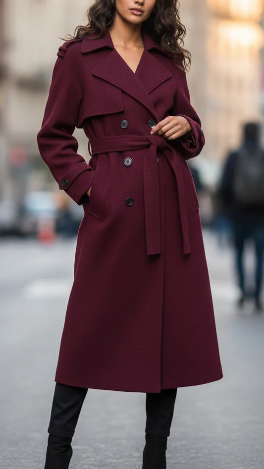 Women's Trench Coat | Knotted Self Belt, Brushed Surface
