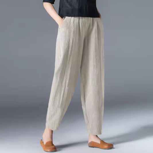 Women's Trousers | Relaxed Tapered Leg with Elastic Waist and Side Pockets