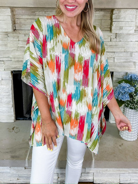 Women's Tunic Top | Abstract Brushstroke Print Oversized Blouse