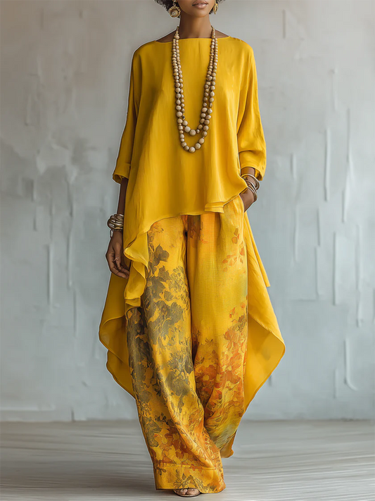 Women's Tunic & Wide Leg Trousers Set | Flowing Relaxed Fit