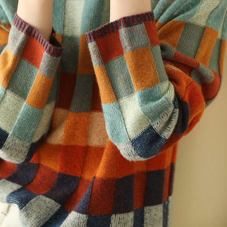 Women's Turtleneck Sweater | Patchwork Design & Cosy Comfort