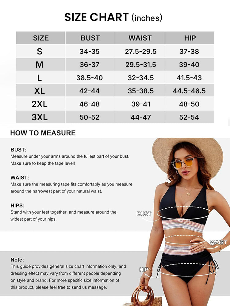 Women's Two Piece Bikini Swimsuit | Deep V Halter & High Waist Tummy Control