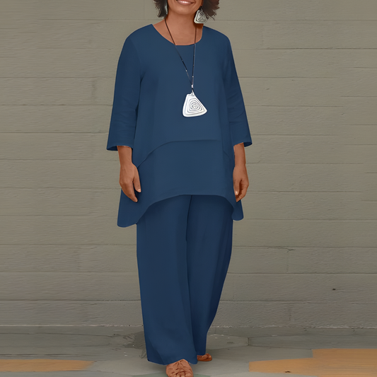 Women's Two Piece Set | Layered Tunic Trousers