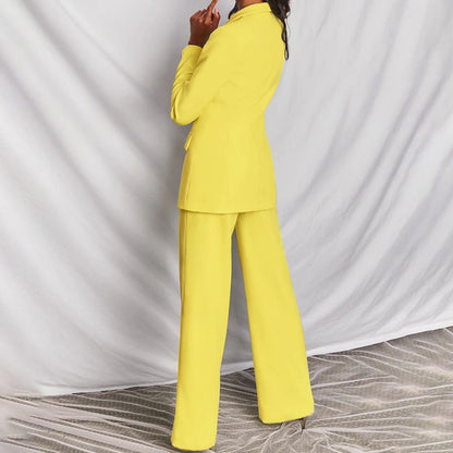Women's Two Piece Set | One Button Blazer, Wide Leg Trousers