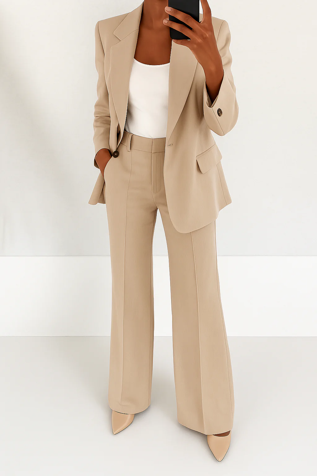 Women's Two Piece Suit | Blazer & Straight Leg Trousers