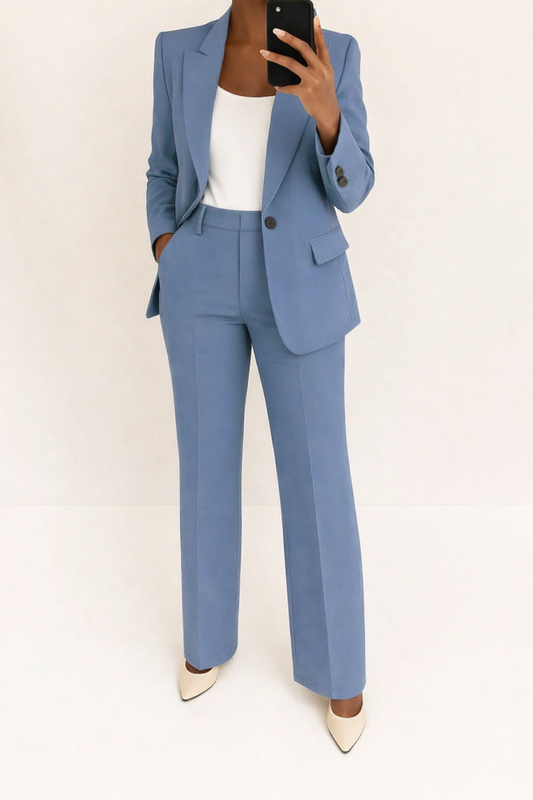 Women's Two Piece Suit | Blazer & Straight Leg Trousers