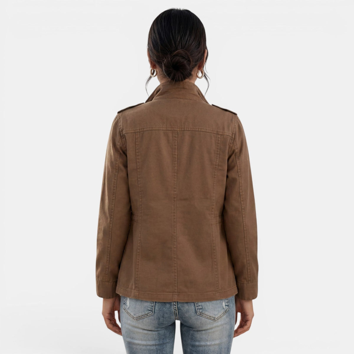 Women's Utility Jacket | Adjustable Collar & Four-Pocket Design