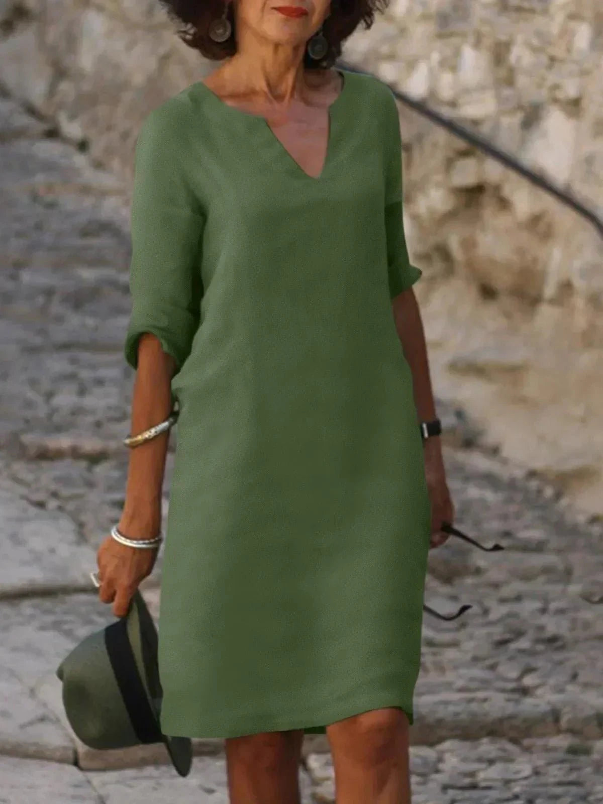 Women's V-Neck Midi Dress | Classic Minimalist & Timeless Style