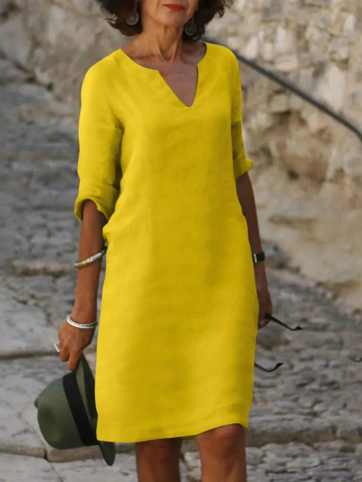Women's V-Neck Midi Dress | Classic Minimalist & Timeless Style