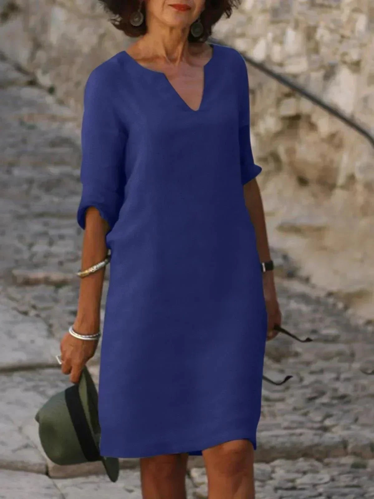 Women's V-Neck Midi Dress | Classic Minimalist & Timeless Style
