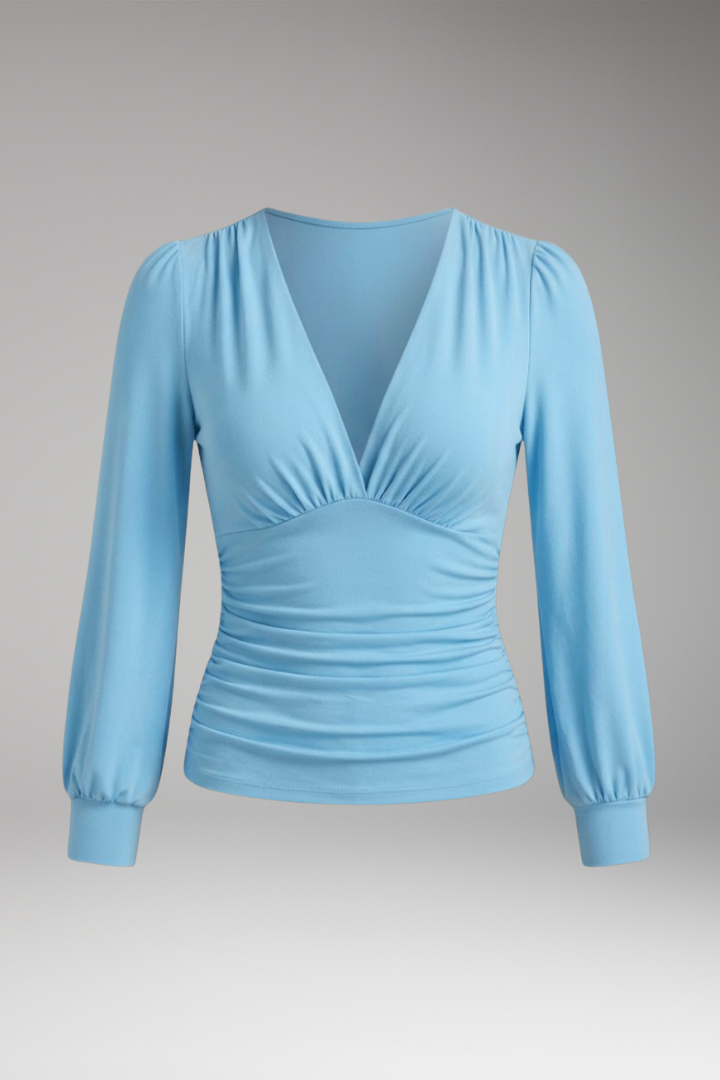 Women's V Neck Top | Ruched Waist & Flattering Fit