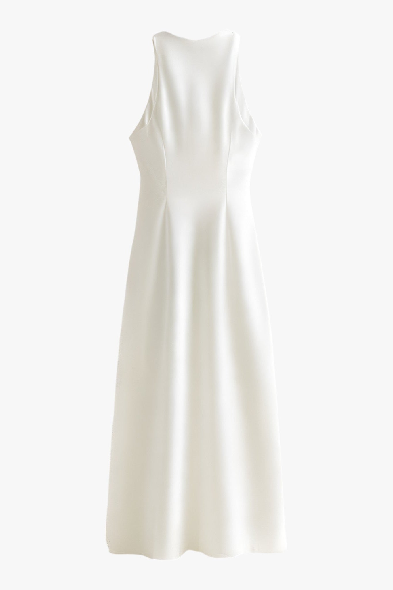 Women's White Maxi Dress | Elegant Cowl Neck & Ruched Waist Design
