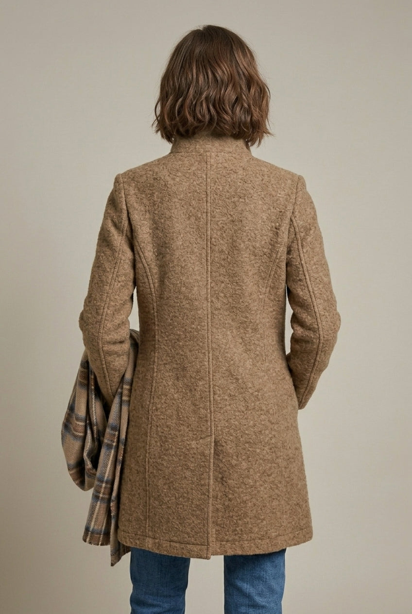 Women's Winter Coat | Notch Collar & Button Front