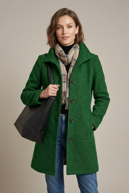 Women's Winter Coat | Notch Collar & Button Front