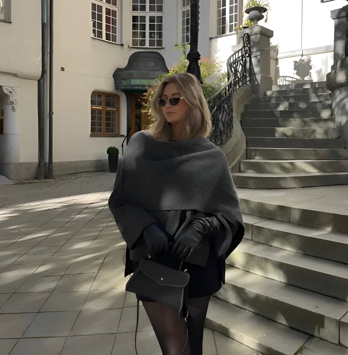 Women's Winter Poncho | Asymmetric Drape Design