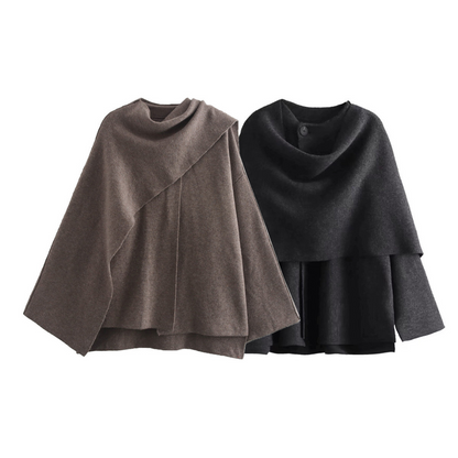 Women's Winter Poncho | Asymmetric Drape Design
