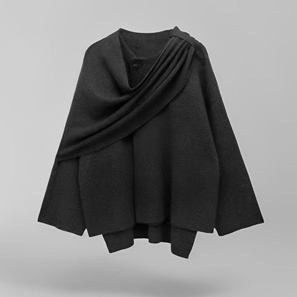 Women's Winter Poncho | Asymmetric Drape Design