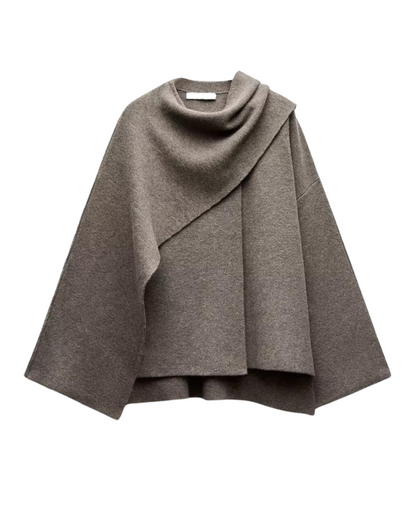 Women's Winter Poncho | Asymmetric Drape Design