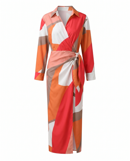 Women's Wrap Maxi Dress | Elegant Leaf Print & Figure-Flattering Design