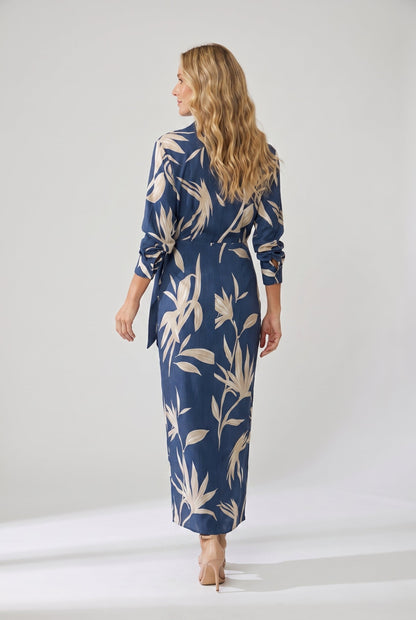 Women's Wrap Maxi Dress | Elegant Leaf Print & Figure-Flattering Design