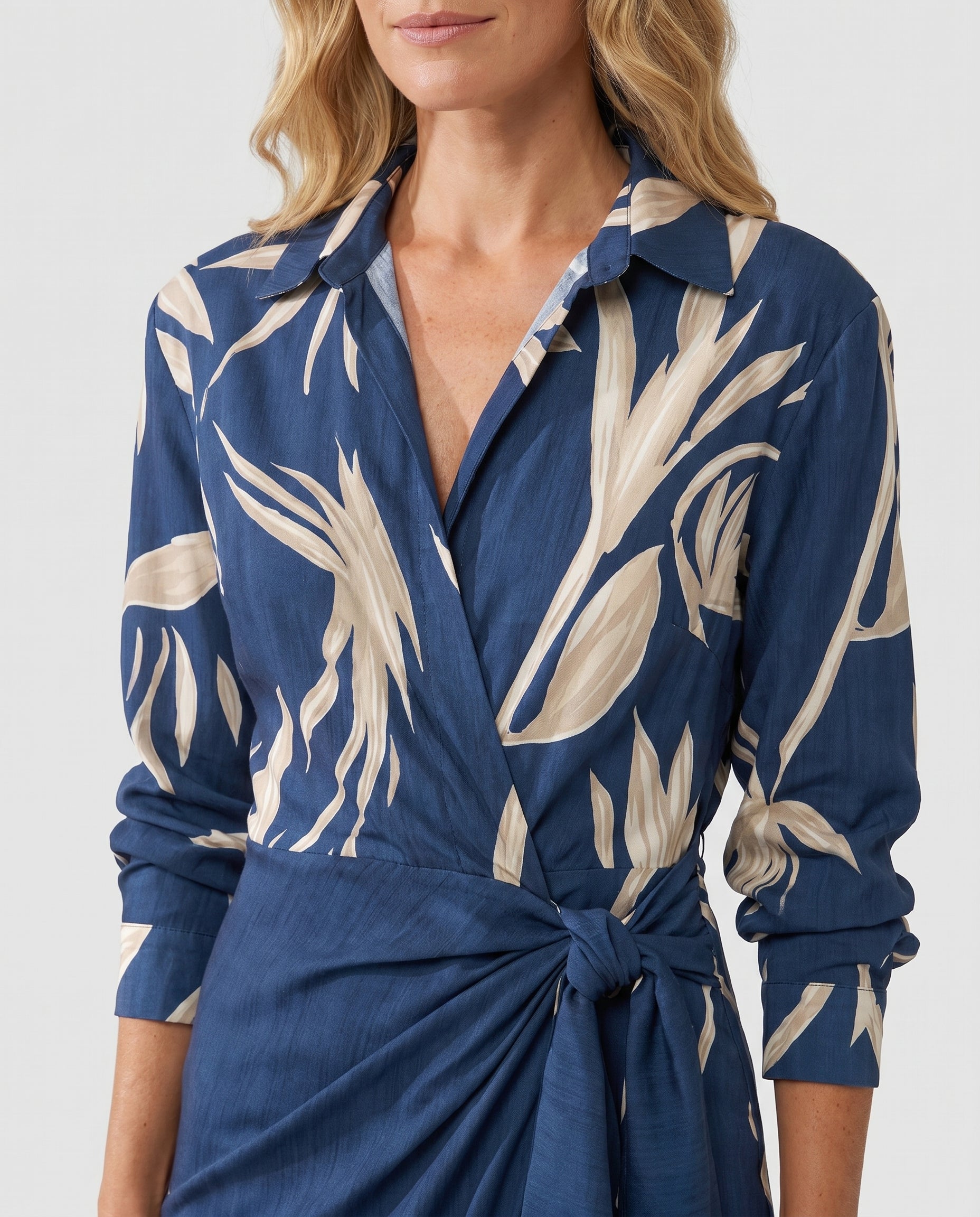 Women's Wrap Maxi Dress | Elegant Leaf Print & Figure-Flattering Design