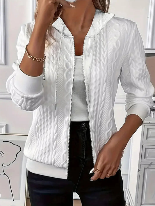 Women's Zip Up Hoodie | Cable Knit & Ribbed Cuffs