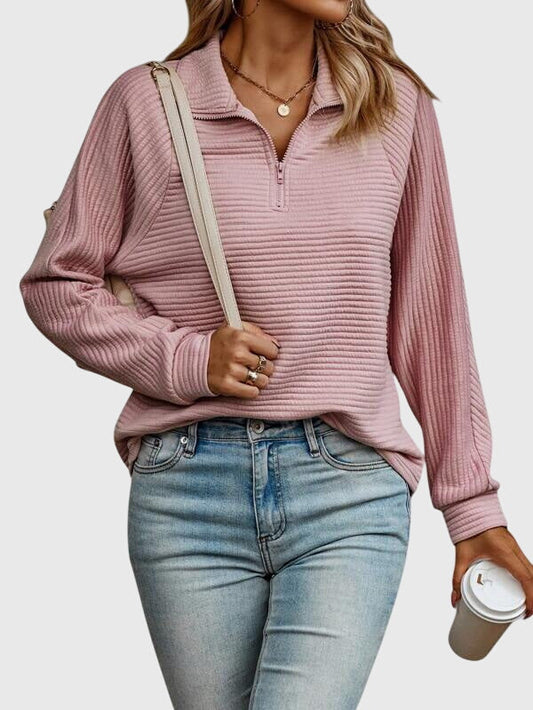 Women's Zip-Up Sweater | Elegant V-Neck Design