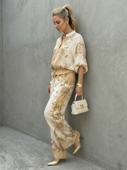 Zerelle | Printed Zip-Up Two-Piece Set 1