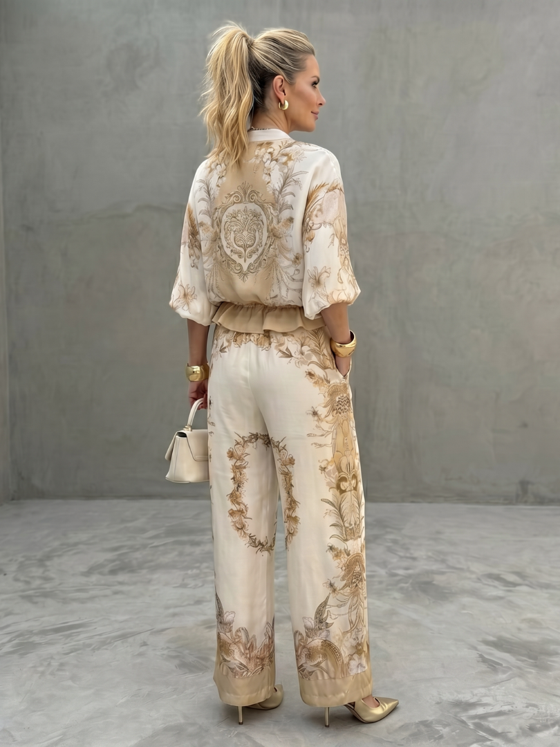 Zerelle | Printed Zip-Up Two-Piece Set 3