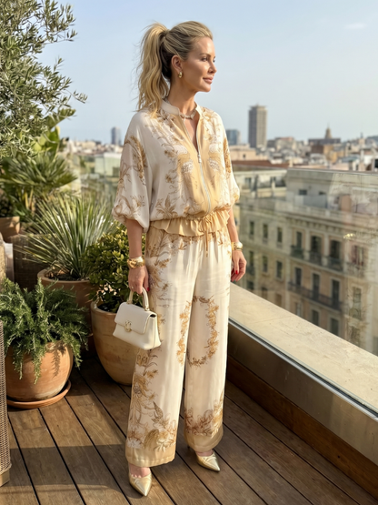 Zerelle | Printed Zip-Up Two-Piece Set 4