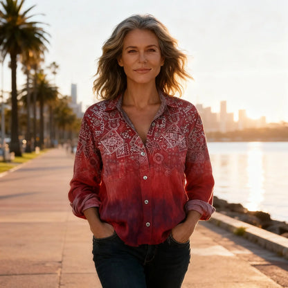 Women's Vintage Print Blouse | Breathable & Lightweight 2