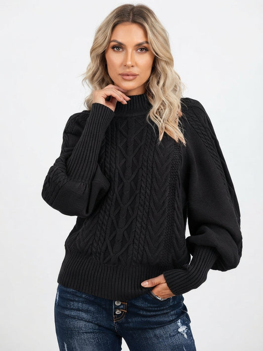 Women's Cable Knit Sweater | Mock Neck Cosy Fit 1