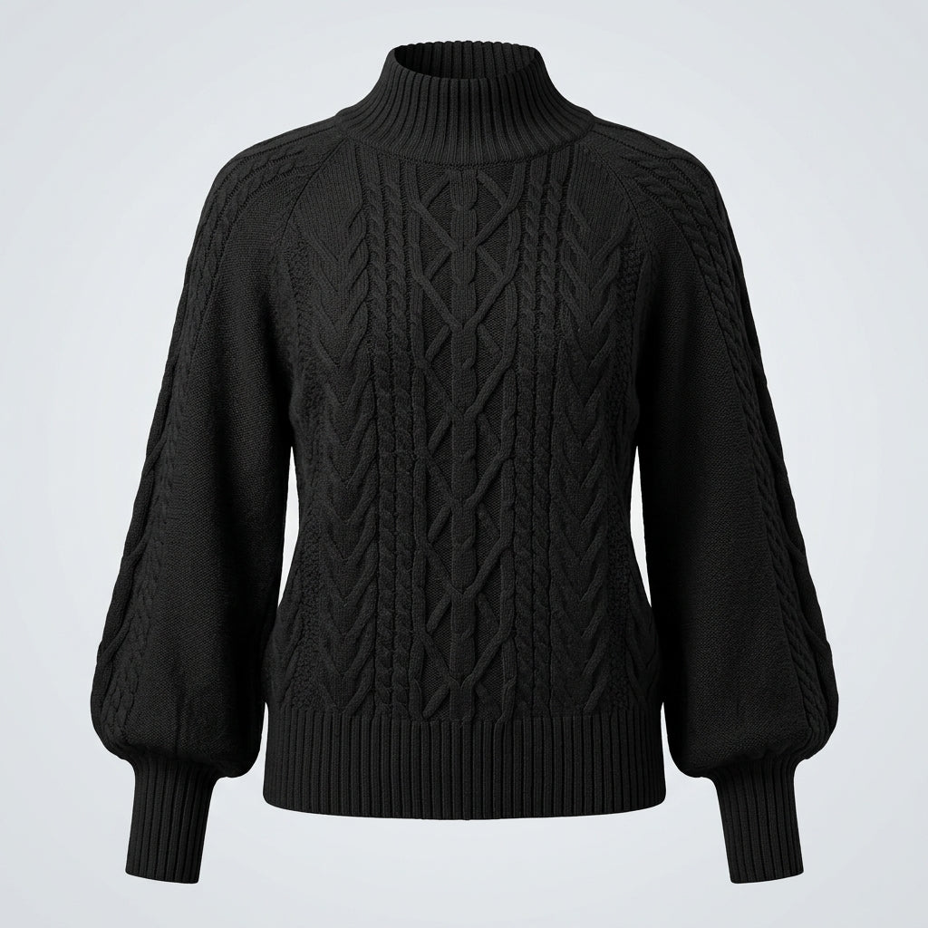 Women's Cable Knit Sweater | Mock Neck Cosy Fit 2