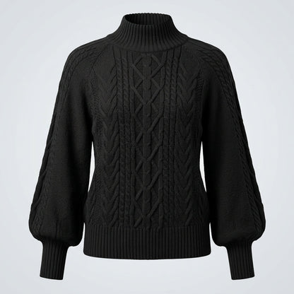 Women's Cable Knit Sweater | Mock Neck Cosy Fit 2