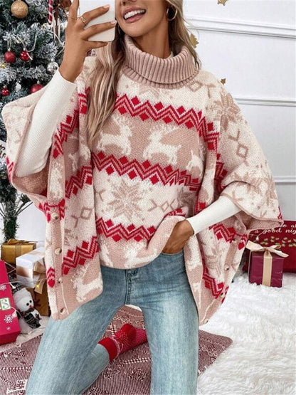 Image of Alice | Women's Oversized Turtleneck Poncho Sweater
