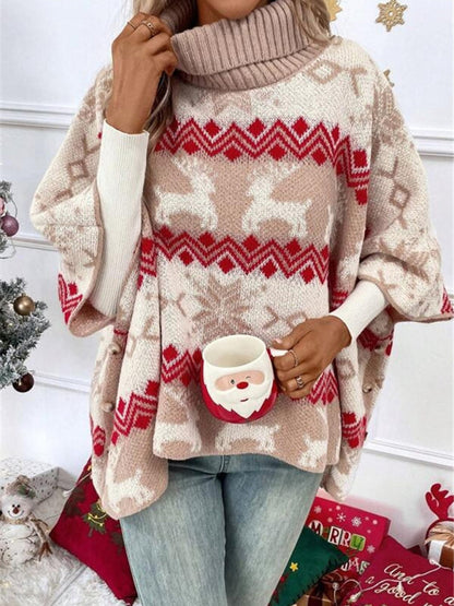 Image of Alice | Women's Oversized Turtleneck Poncho Sweater
