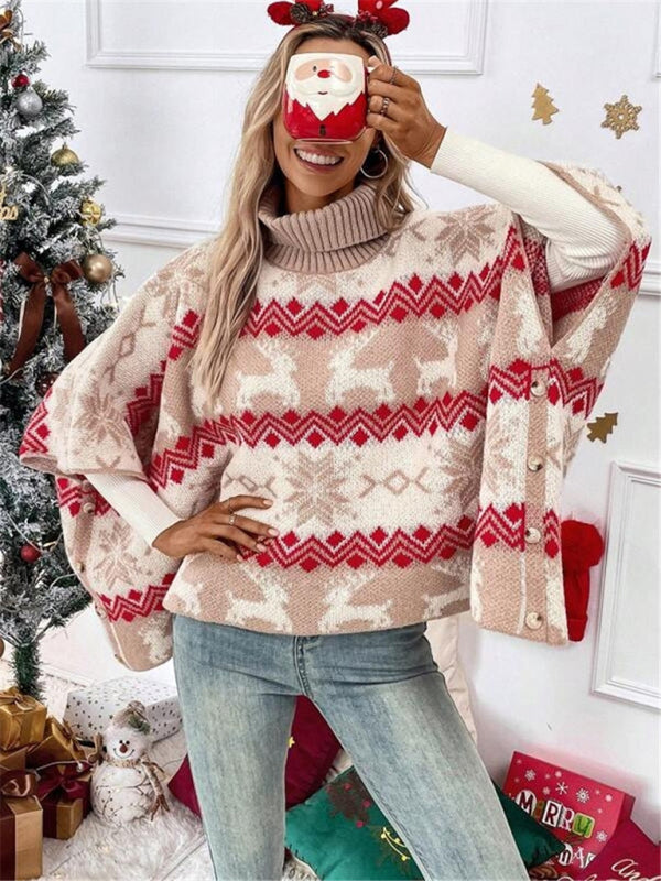 Image of Alice | Women's Oversized Turtleneck Poncho Sweater