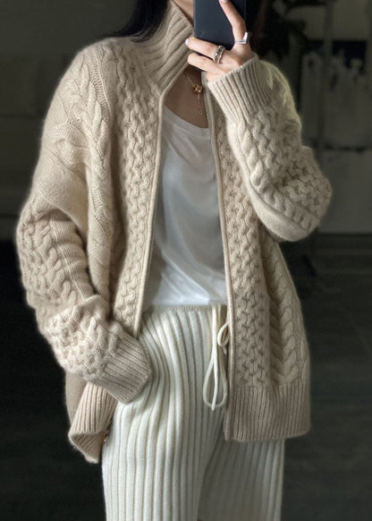 Image of Alice | Women's Zip Up Cable Knit Cardigan