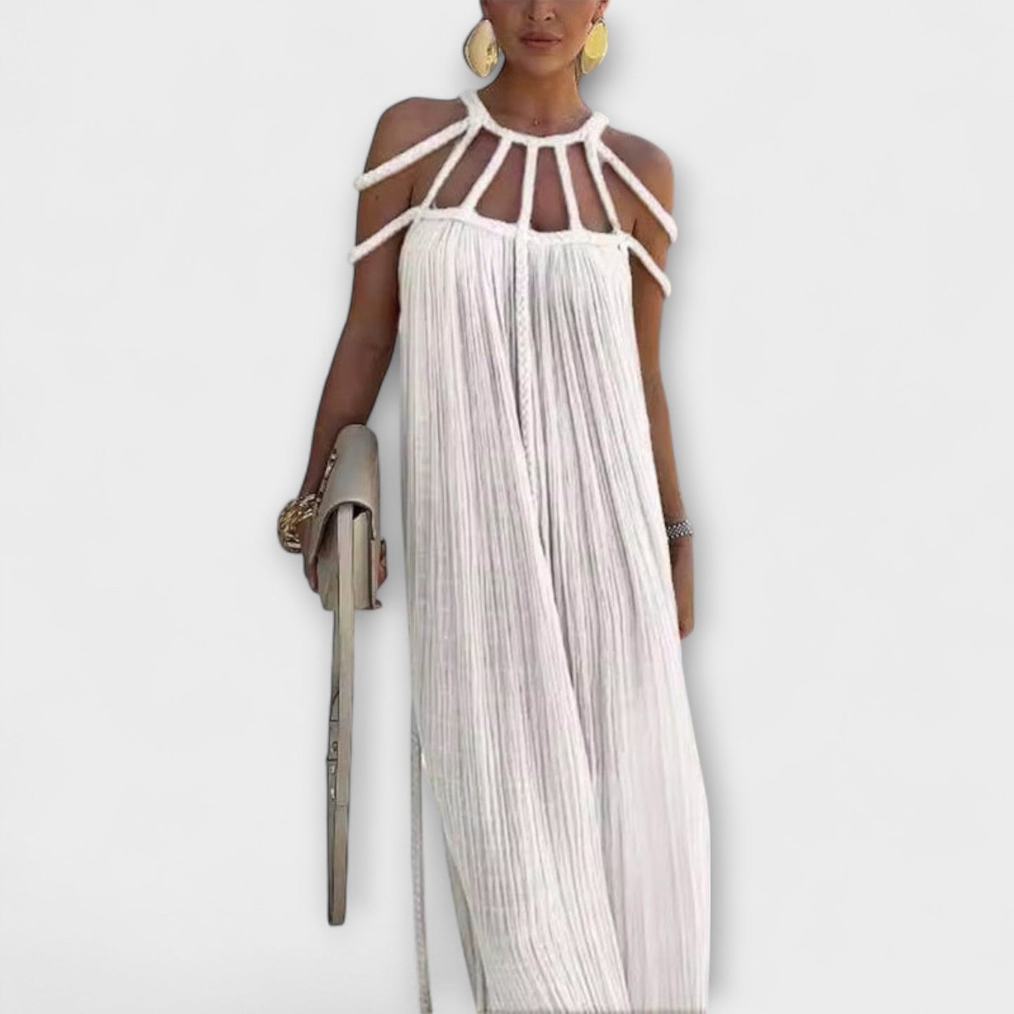 Briar - Linen Blend Maxi Dress with Draped Straps for Any Occasion