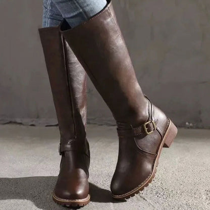 Women's Knee-High Boots | Block Heel & Buckle Strap 5