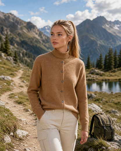 Women's Roll Neck Cardigan | Button-Up & Relaxed Fit 5