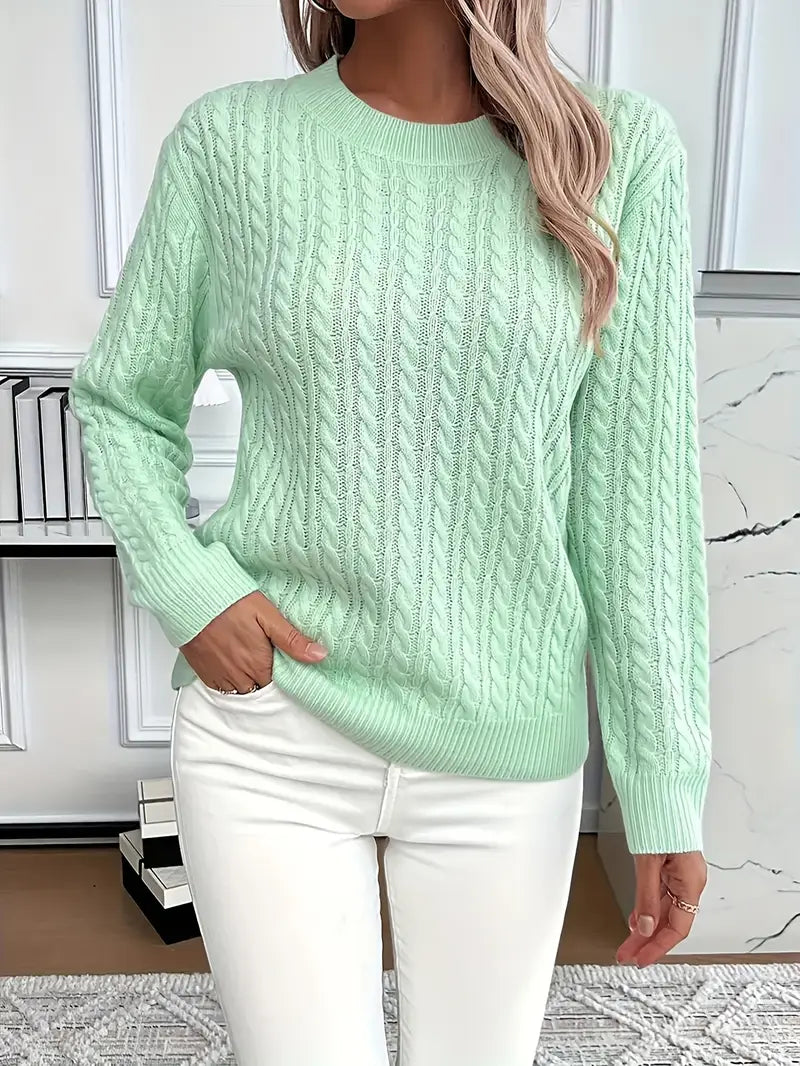 Image of Dianna | Women's Long Sleeve Cable Knit Sweater