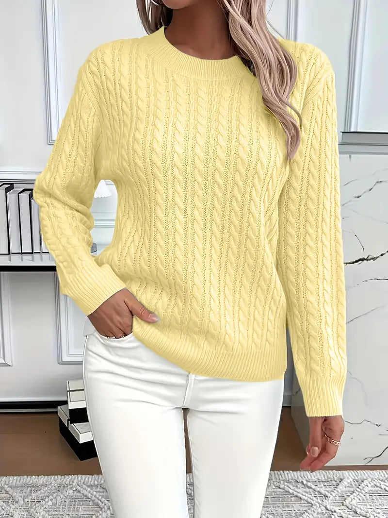 Image of Dianna | Women's Long Sleeve Cable Knit Sweater
