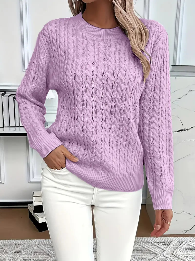 Image of Dianna | Women's Long Sleeve Cable Knit Sweater