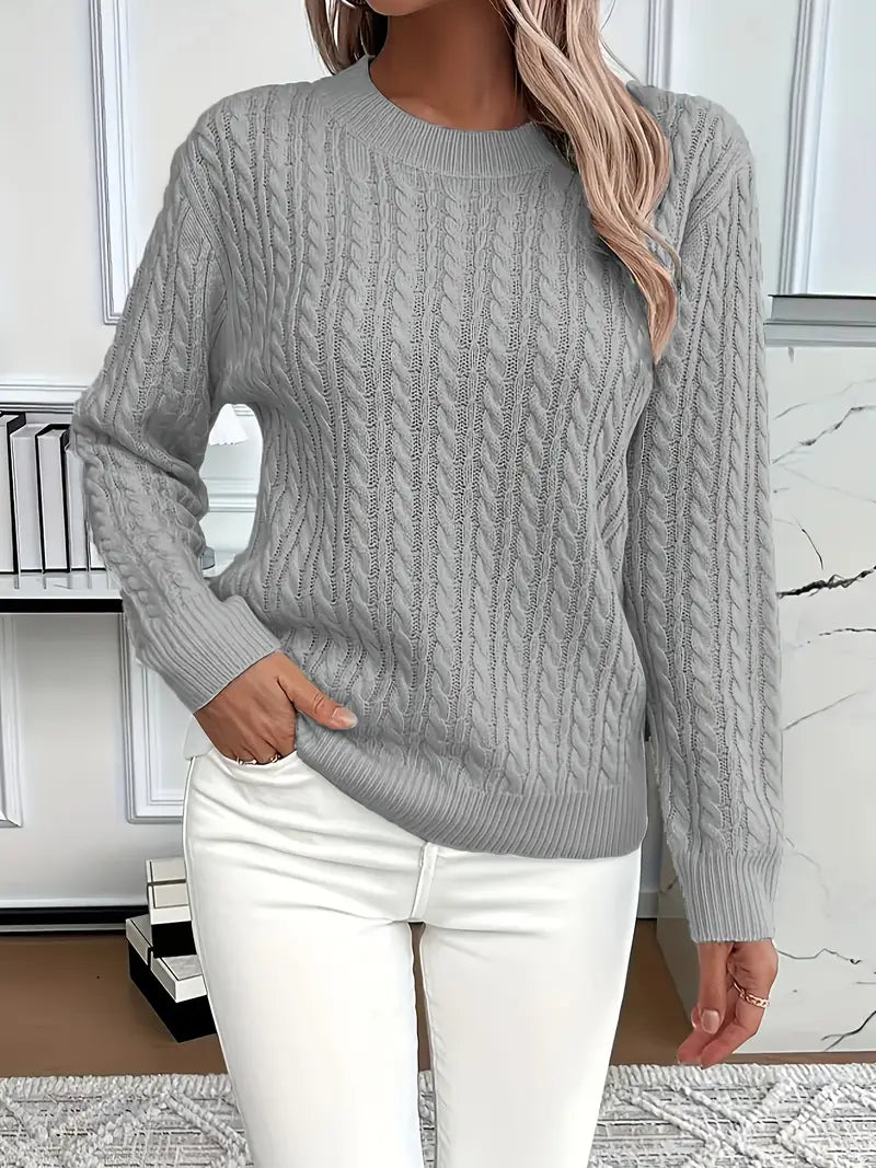 Image of Dianna | Women's Long Sleeve Cable Knit Sweater