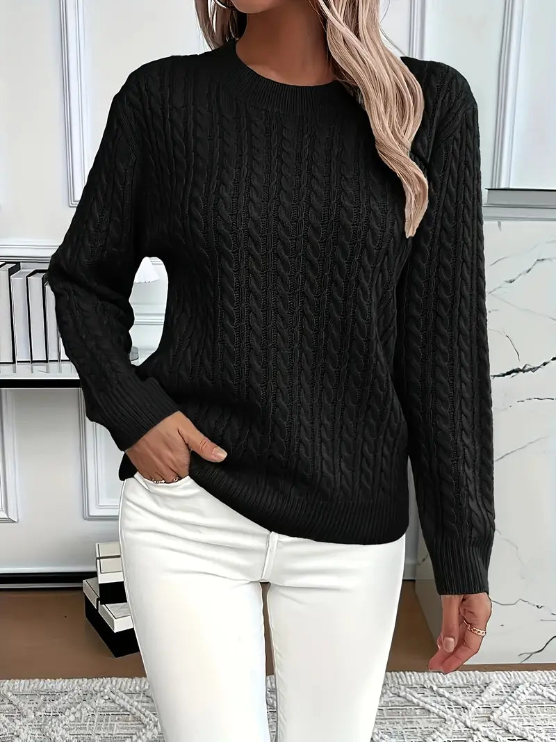 Image of Dianna | Women's Long Sleeve Cable Knit Sweater