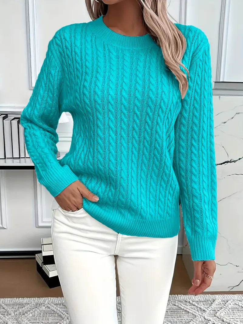 Image of Dianna | Women's Long Sleeve Cable Knit Sweater